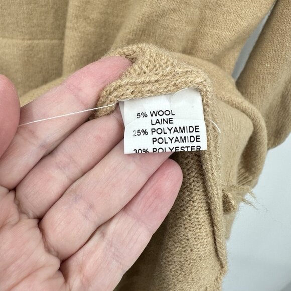 ANNA KAY sweater dress knit wool blend patch pockets midi long sleeve tan 2 - Picture 7 of 8